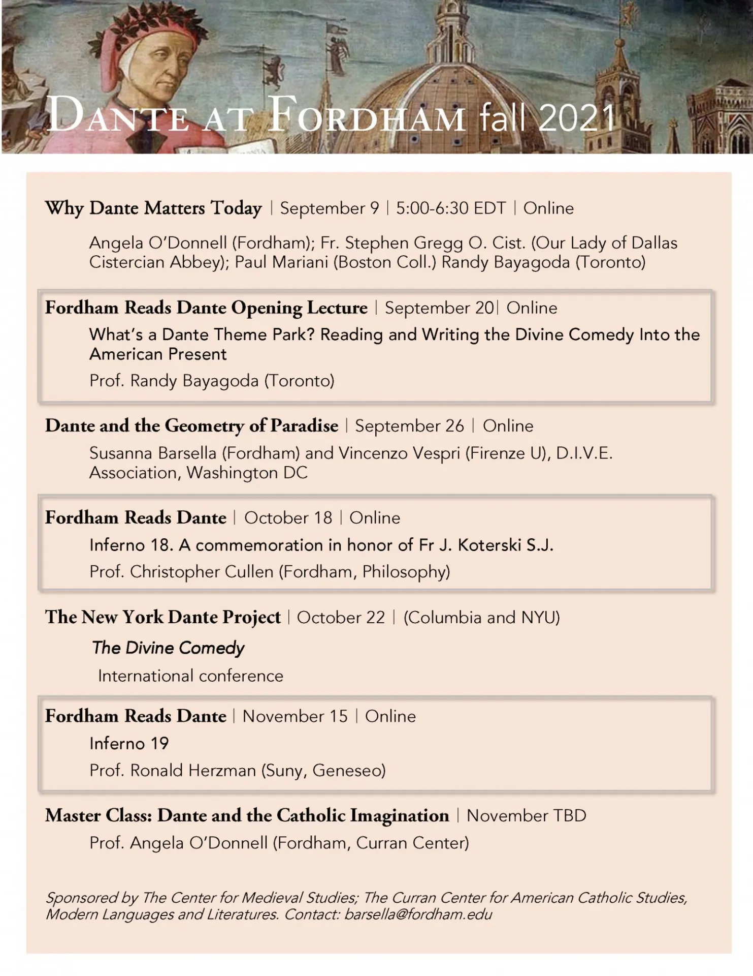 Fordham Reads Dante Fall 2021